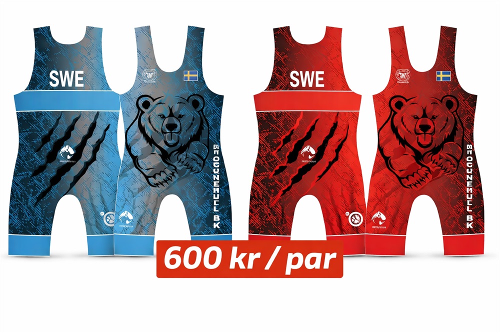 Svenska brottningsdräkter med björnillustration (1)